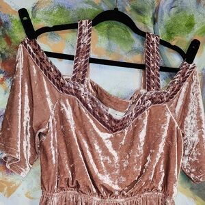 Lucky Brand Blush Velvet Cold Shoulder Dress
